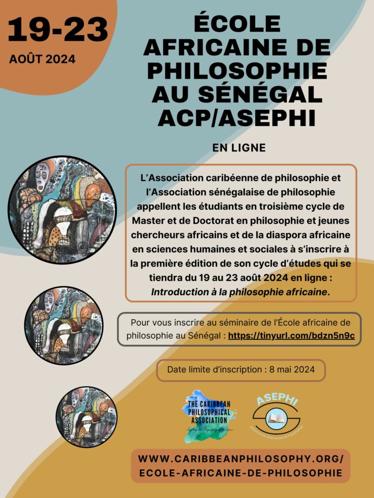 Annonce de l'Ecole Africaine de Philosophie d'août 2024 à Dakar.